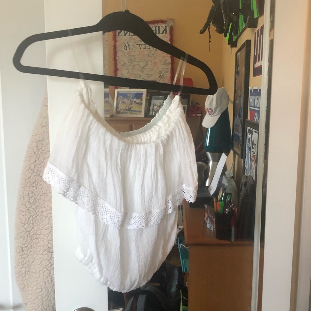 Flowy white lacy boho top